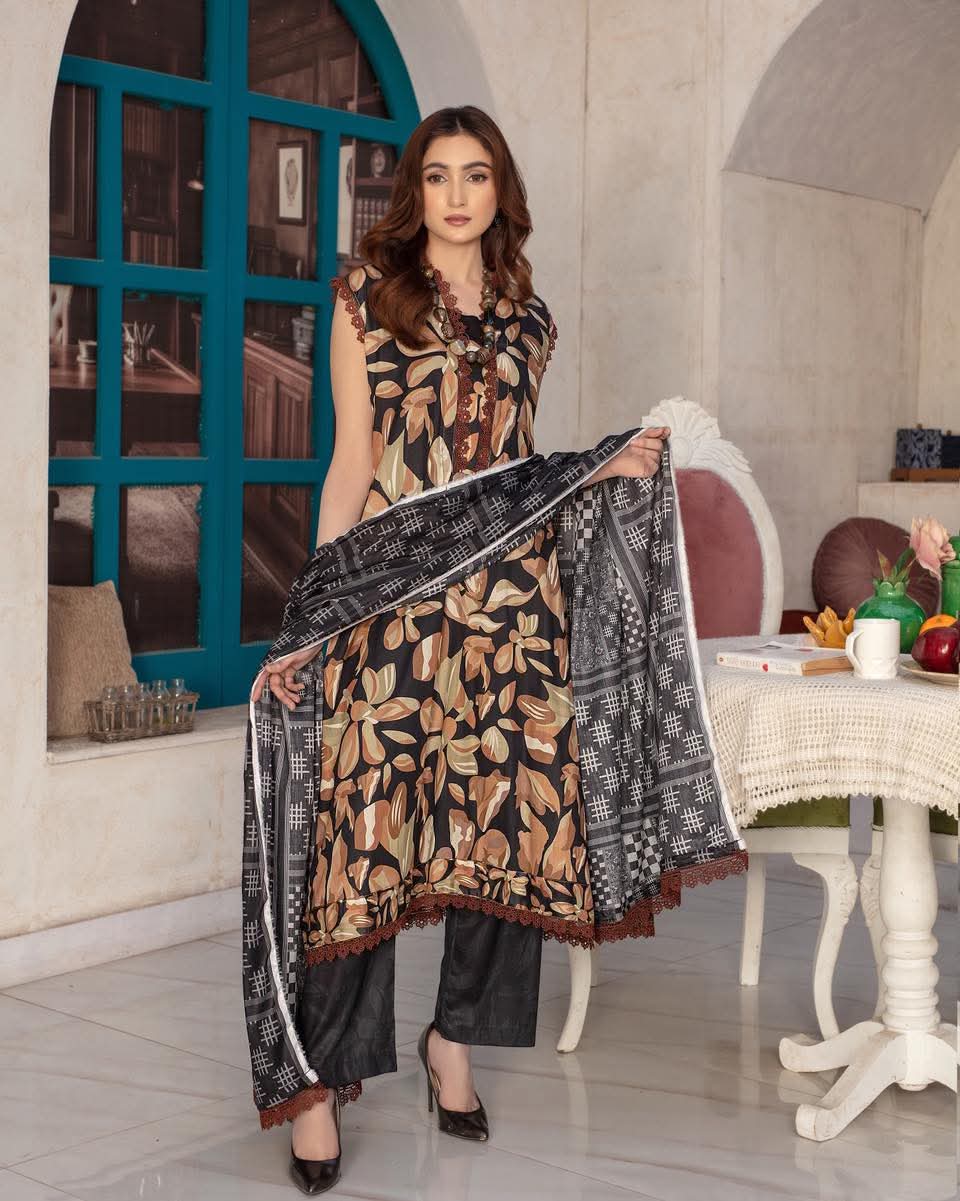 Rustic Bloom – 3-Piece Printed