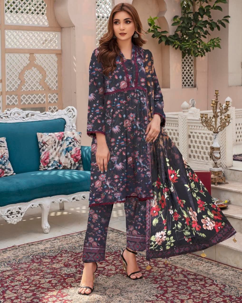Velvet Ember – Midnight Floral 3-Piece Set