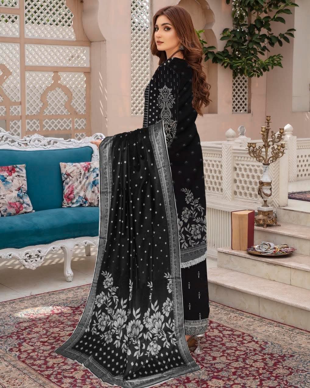 Noir Reverie – Monochrome Printed  3-Piece Set