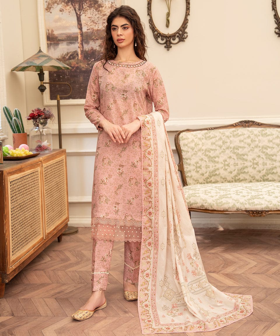 Blush Serenity – Soft Bloom Printed 3-Piece Set