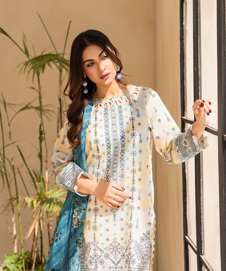 Coastal Bloom – Blue Serenity Printed 3-Piece Set
