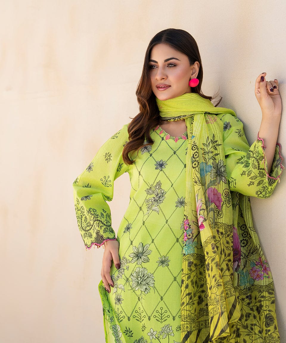 Verdant Mirage – Luxe Green Printed 3-Piece Set