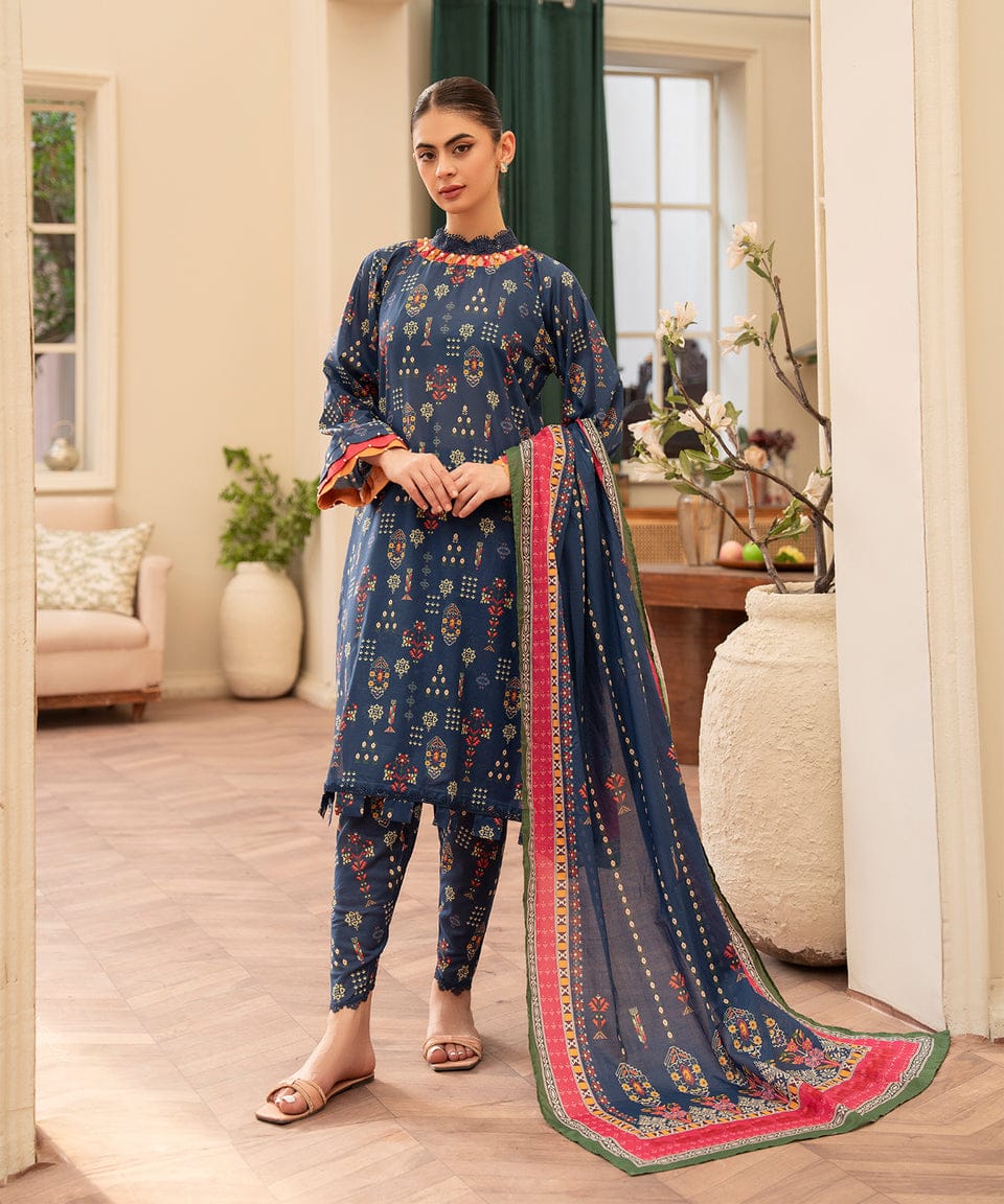 Azure Harmony – Multitone Printed 3-Piece Set