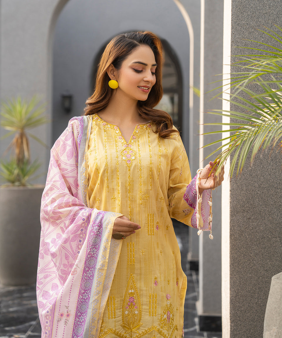 3PC UNIVERSAL DIGITAL EMBROIDERED LAWN