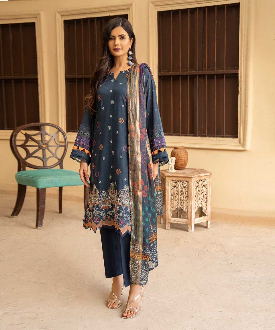 3PC UNIVERSAL DIGITAL EMBROIDERED LAWN