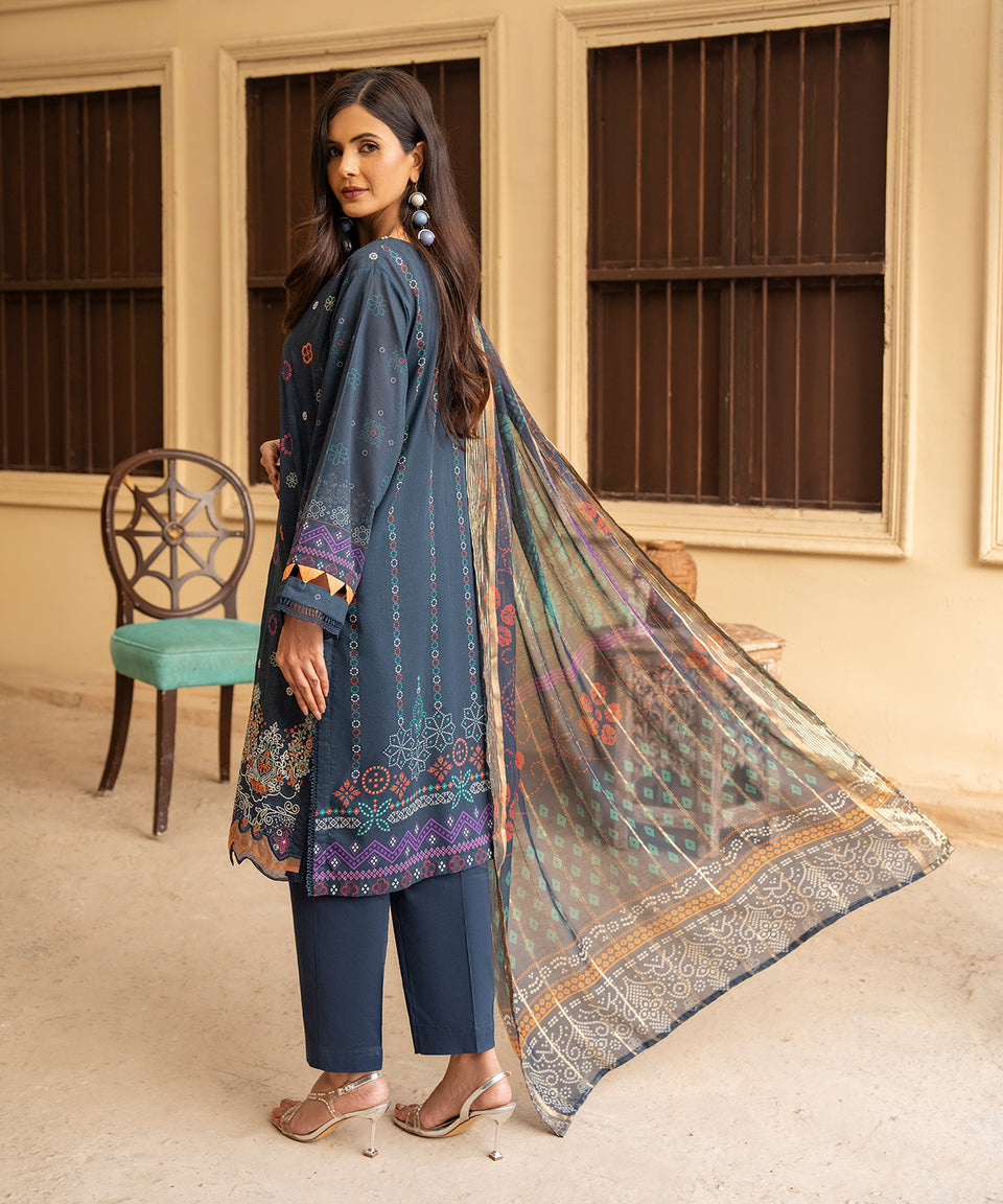 3PC UNIVERSAL DIGITAL EMBROIDERED LAWN