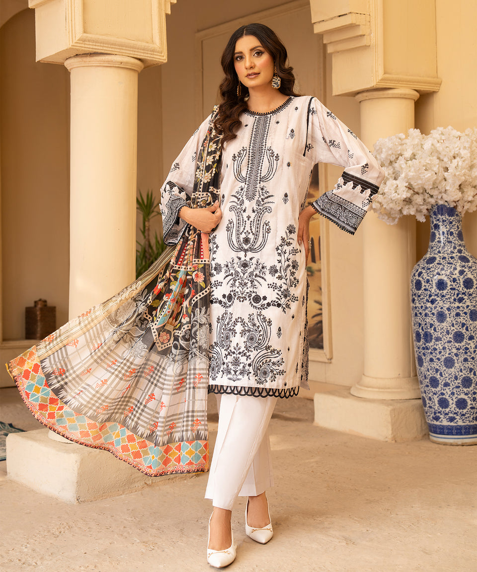 3PC UNIVERSAL DIGITAL EMBROIDERED LAWN