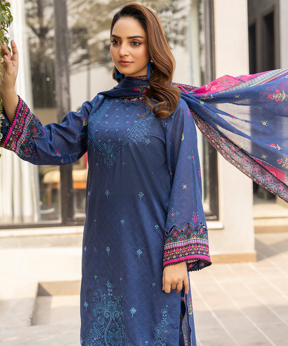 3PC UNIVERSAL DIGITAL EMBROIDERED LAWN
