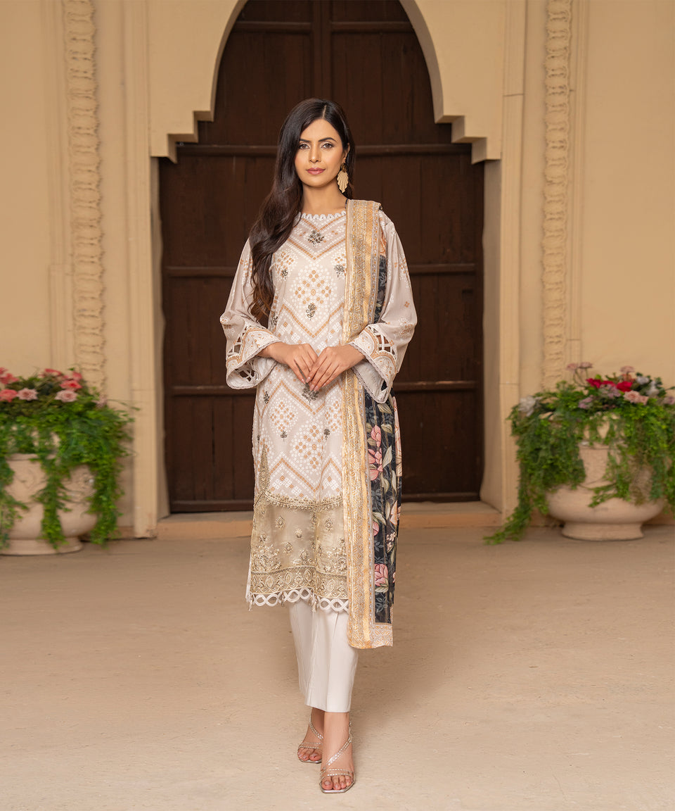 3PC UNIVERSAL DIGITAL EMBROIDERED LAWN