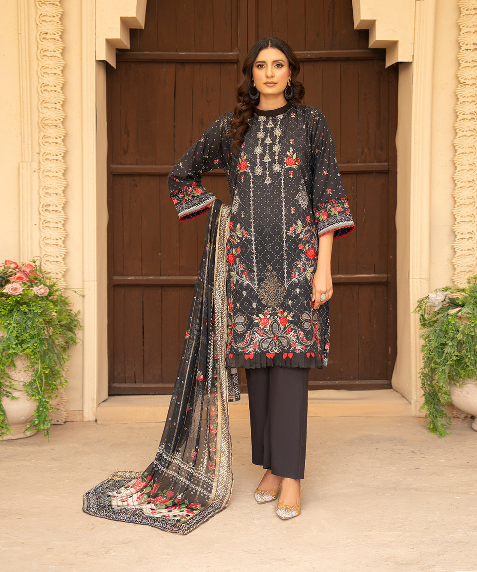 3PC UNIVERSAL DIGITAL EMBROIDERED LAWN